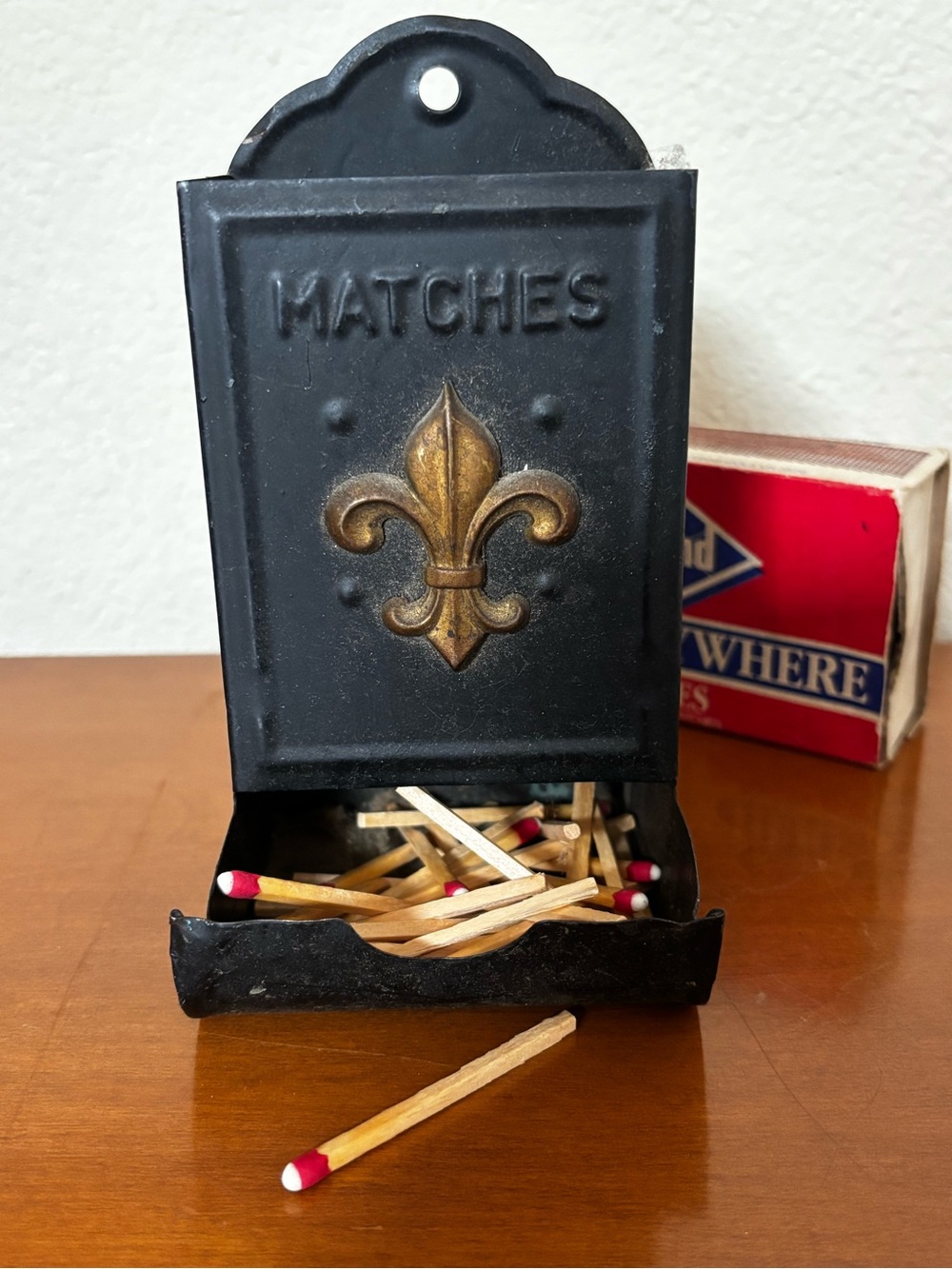 Vintage Metal Matchbox holder